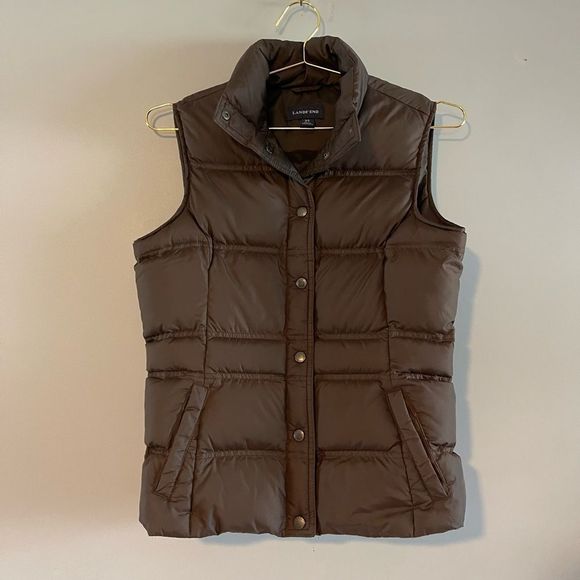 Lands’ End Puffer Down Vest | SZ XS | Brown - Picture 3 of 11
